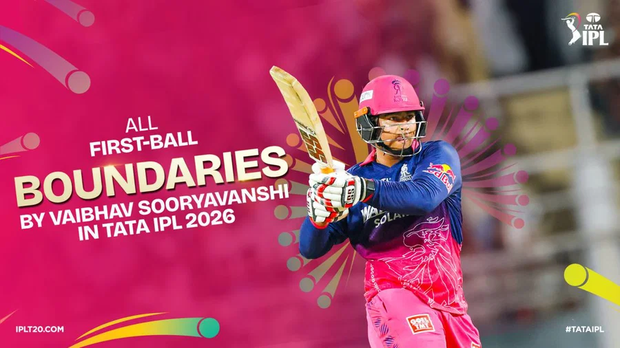All first-ball boundaries by Vaibhav Sooryavanshi in TATA IPL 2026